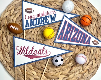 Bandiere per il College Signing Day, centrotavola per la festa di laurea, set da 3