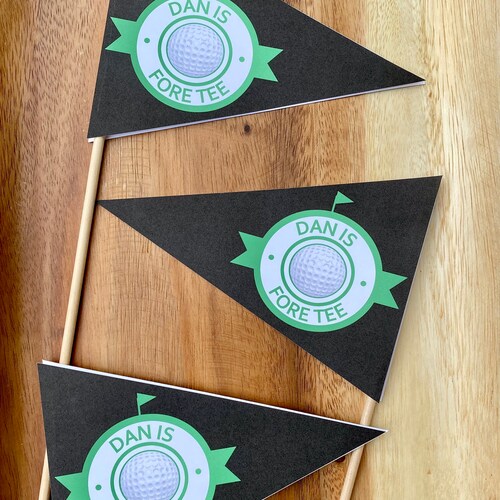 GOLF Happy Birthday Centerpiece Flags Pennants set of 3 Etsy