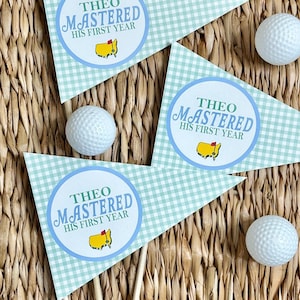 GOLF-TURNIER Personalisierte Mittelstück-Flaggen: Beherrschtes erstes Jahr (3er-Set)