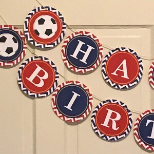 Soccer Birthday Banner: Red, White, and Blue Party Decor