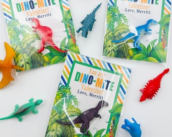 DINO-MITE DINOSAUR Valentine's Day Treat Tags Cards Set of 12 {One Dozen} - Party Packs Available