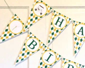 Argyle Golf Banner: Preppy Birthday, Baby Shower Decor
