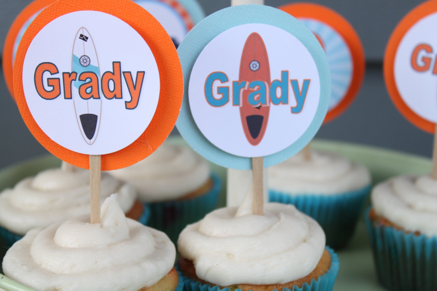 SURF'S UP Birthday or Baby Shower Cupcake Toppers 12 One Etsy