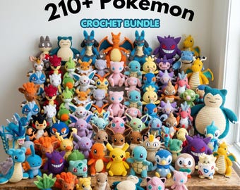 210+ Pokemon-inspired Crochet Pattern Bundle PDF – Mega Amigurumi Pack, Pikachu,dragonite, Eevee, Gengar, Squirtle & More, English Patterns