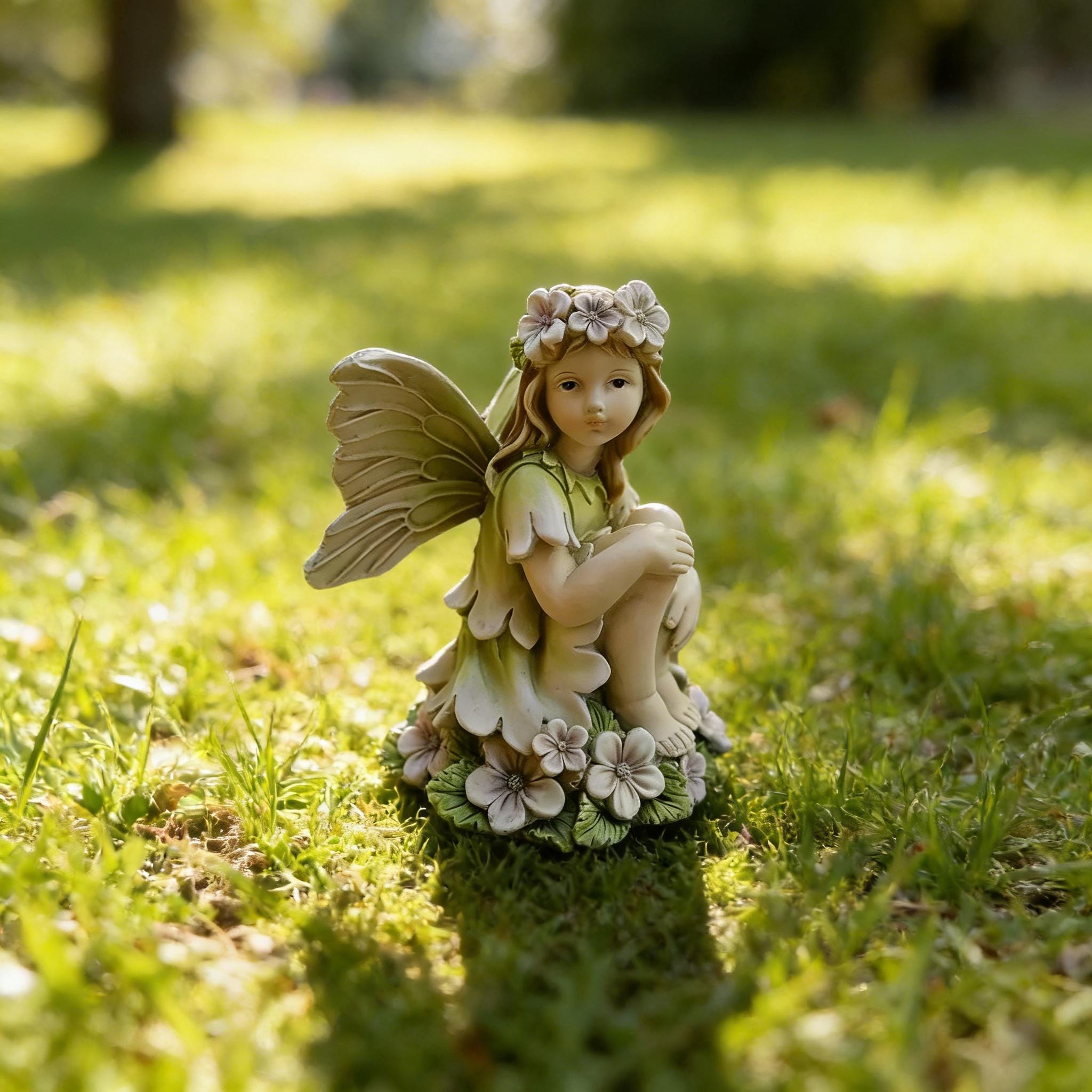 Vintage Resin Fairies - Etsy Vintage Collectible Figurine Fairy Flower Dish 8.5 inch Resin main image 0