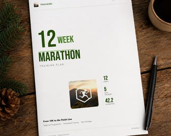 Marathontrainingsplan van 12 weken voor beginners | Afdrukbare pdf | 10K tot finish | Hardloopschema | Digitale download