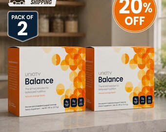 2X Unicity Balance Natural Orange Drink Mix | Glucose & Cholesterol Support Pack