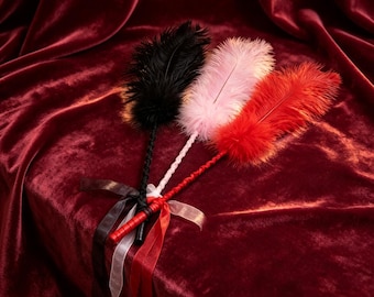 Ostrich Feather Tickler Wand | Soft Sensory Teaser for Couples Intimate Play