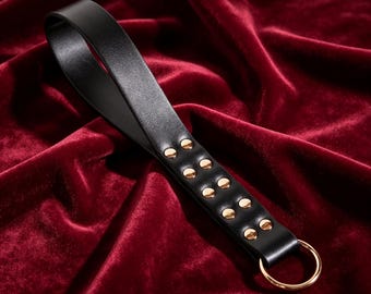 Black Rivet Faux Leather Flogger Whip, Soft Adult Play Accessory