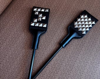 Pyramid Studded Leather Paddle,Handcrafted Edgy Couples Accessory, Minimal Private Keepsake