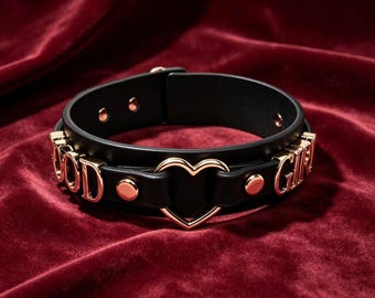Heart Choker With Custom Letter, Your Own Name Choker, Adjustable  BDSM Choker