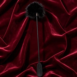 Black Feather & Leather Paddle Sensory Play Wand, Couples Atmosphere Prop afbeelding 3