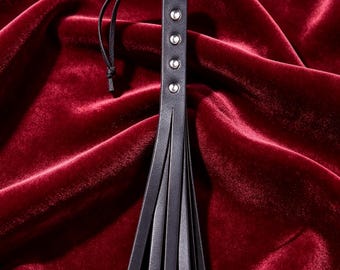 Double Leather Strap Paddle, Lightweight Couple Play Accessory, Rivet Decor Handmade Whip