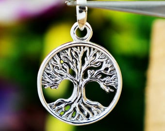 Lebensbaum-Anhänger aus Sterlingsilber, drahtumwickelte Familienkette