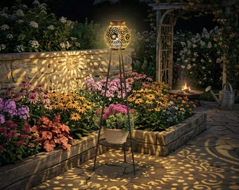 2 Pack Solar Lights with Plant Stands Outdoor Floor Lamps for Yard Garden Decor