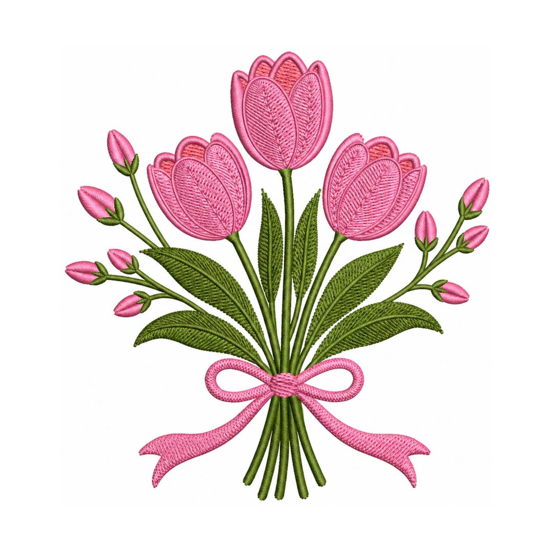 Tulip Bouquet Embroidery Design, Floral Bouquet Embroidery File, Spring ...