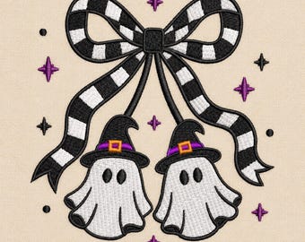 Coquette Halloween Ghost Bow Embroidery Design, Autumn Girly Machine Embroidery, Halloween Fall Embroidery File, Spooky Season Coquette Bow