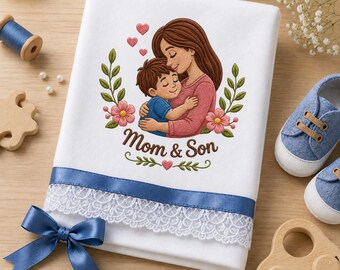 Mama und Sohn Stickdatei, liebevolle Umarmung, Maschinendatei, Mutter Geschenk, Kinderzimmer Dekor, Maschinenstickerei (PES JEF DST)