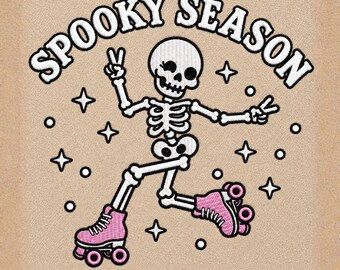 Motif de broderie squelette saison effrayante, motif de broderie d'Halloween, fichier de broderie squelette dansant, têtes de mort drôles d'Halloween
