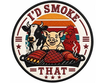 Motif de broderie drôle, je fume ça, fichier de broderie Machine audacieux sarcastique barbecue party citation, motif de broderie vache cochon poulet grill