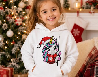 Motif de broderie licorne de Noël, fichier de broderie licorne coucou, motif de broderie Machine licorne père Noël, motif de broderie de vacances