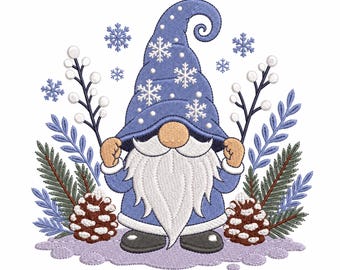 Winter Gnome Embroidery Design, Snowflake Gnome Embroidery File, Christmas Gnome Embroidery Pattern, Holiday Gnome Embroidery File