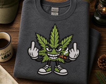 Motif de broderie feuille de cannabis, broderie doigt du milieu, fichier de broderie feuille de cannabis, broderie fumeur, broderie cigare, cadeau stoner