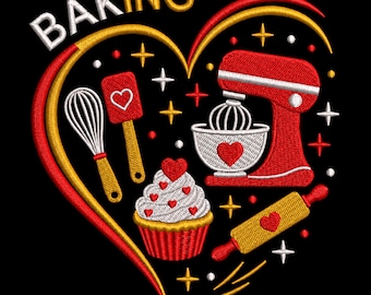 Motif de broderie Baker, cadeau pour amateur de pâtisserie, broderie pour amateur de pâtisserie, motif de broderie cuisine, broderie coeur de pâtisserie (téléchargement instantané)