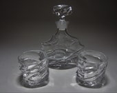 Griffe Montenapoleone Art Deco Style Capriccio Onda Vetrerie Di Empoli Italian Crystal Decanter Set