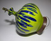 Mid Century California Chartreuse Drip Glazed Pottery Table Lamp Walnut Base