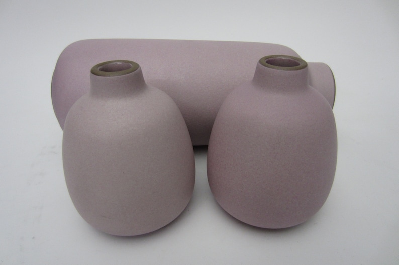 3 Signed Edith Heath Ceramic Pottery Ikebana Bud Posey Vase