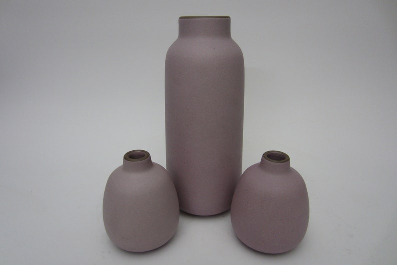 3 Signed Edith Heath Ceramic Pottery Ikebana Bud Posey Vase