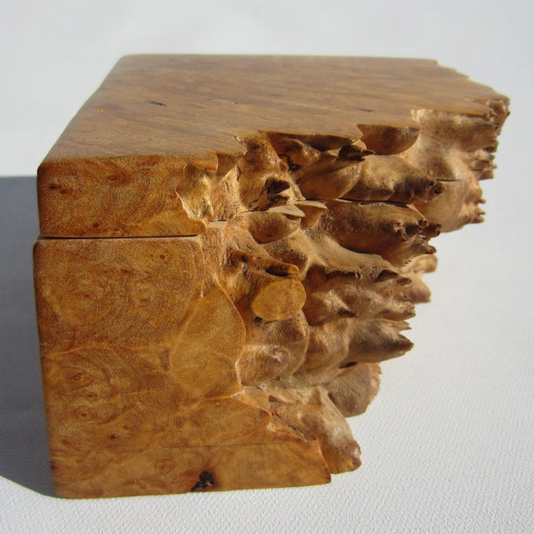 Signed Charles Elkan Studio Natural Live Edge Burl Coffee Table Trinket Jewelry Box