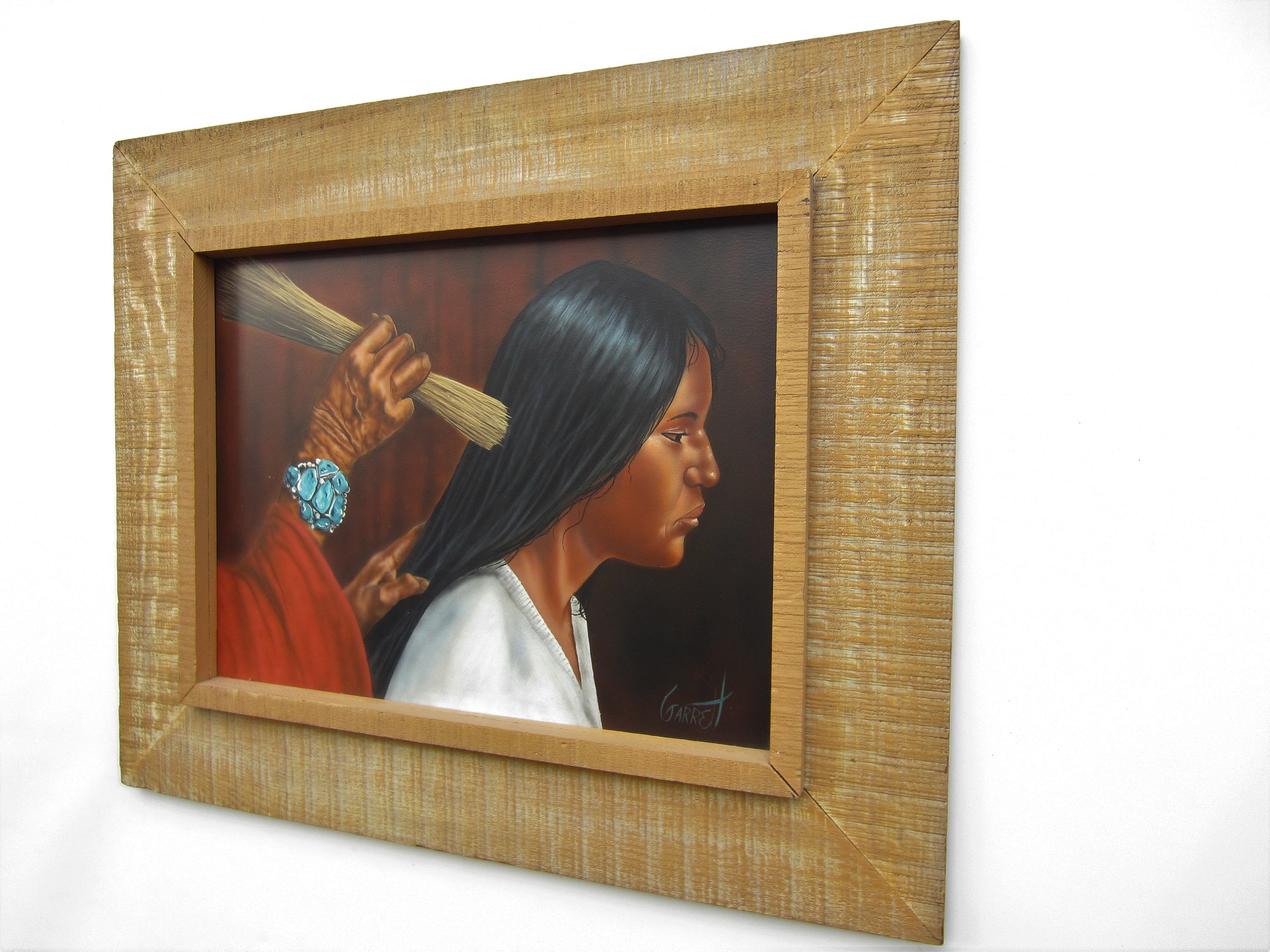 Native American Indian girl Painting Artwork Signed canvas Print