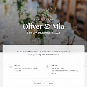 Wedding RSVP Website Template | Event Invitation Form (Digital Download)