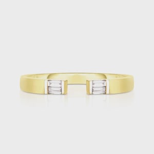 Baguette Cut Diamond Ring 14k Gold Lab Created Sparkle Bride Open Stackable Ring Minimalist Delicate Band Everyday Luxury Fine Jewelry