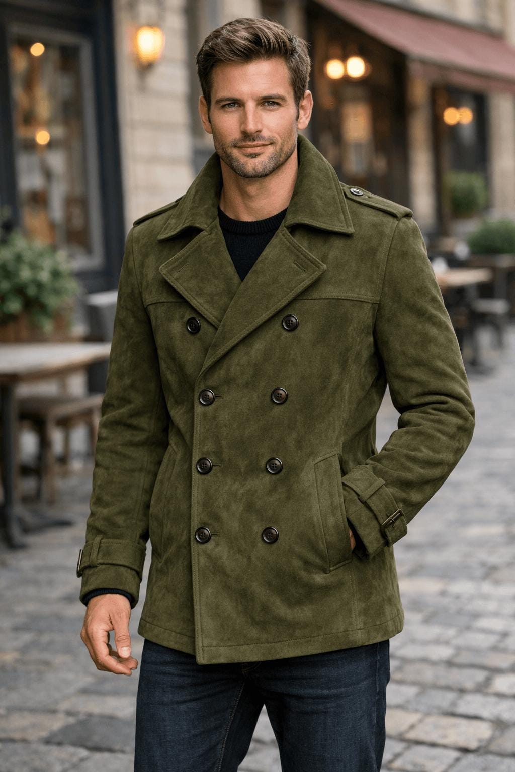 Olive green peacoat - Etsy 日本