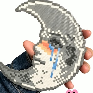Weep of the Moon Crescent Face Perler Bead Pattern | Dark Soft Pixel Art