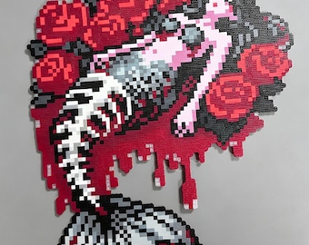Patrón de cuentas Perler "El lamento de la sirena" / Plantilla de arte pixelado de rosa gótica oscura