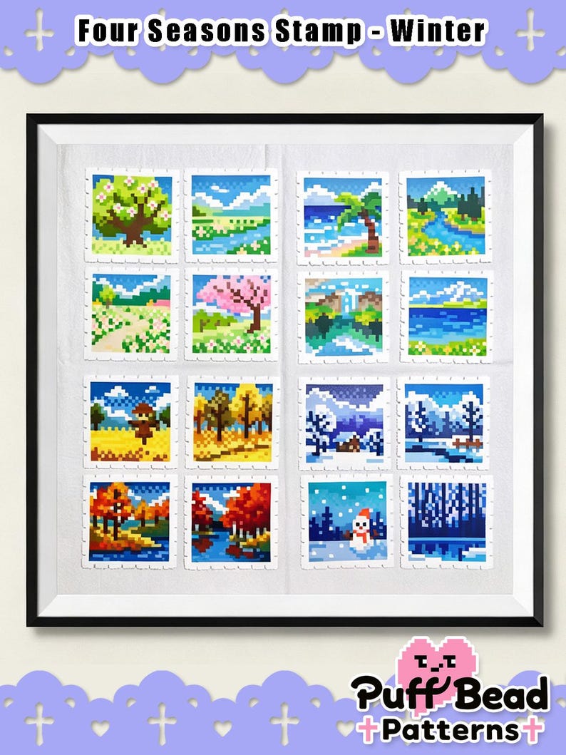 Four Seasons Winter Pixel Art Patterns, Perler/hama Bead, Cross Stitch ...