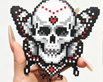 死者の印章 スカルバタフライ パーラービーズパターン | ゴシックピクセルアート
