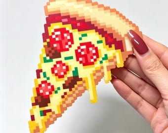 チーズクラストピザのパーラービーズパターン | かわいい食べ物ピクセルアート