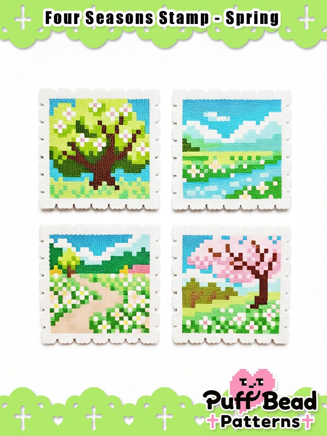 Four Seasons Spring Pixel Art Patterns, Perler/hama Bead, Cross Stitch ...