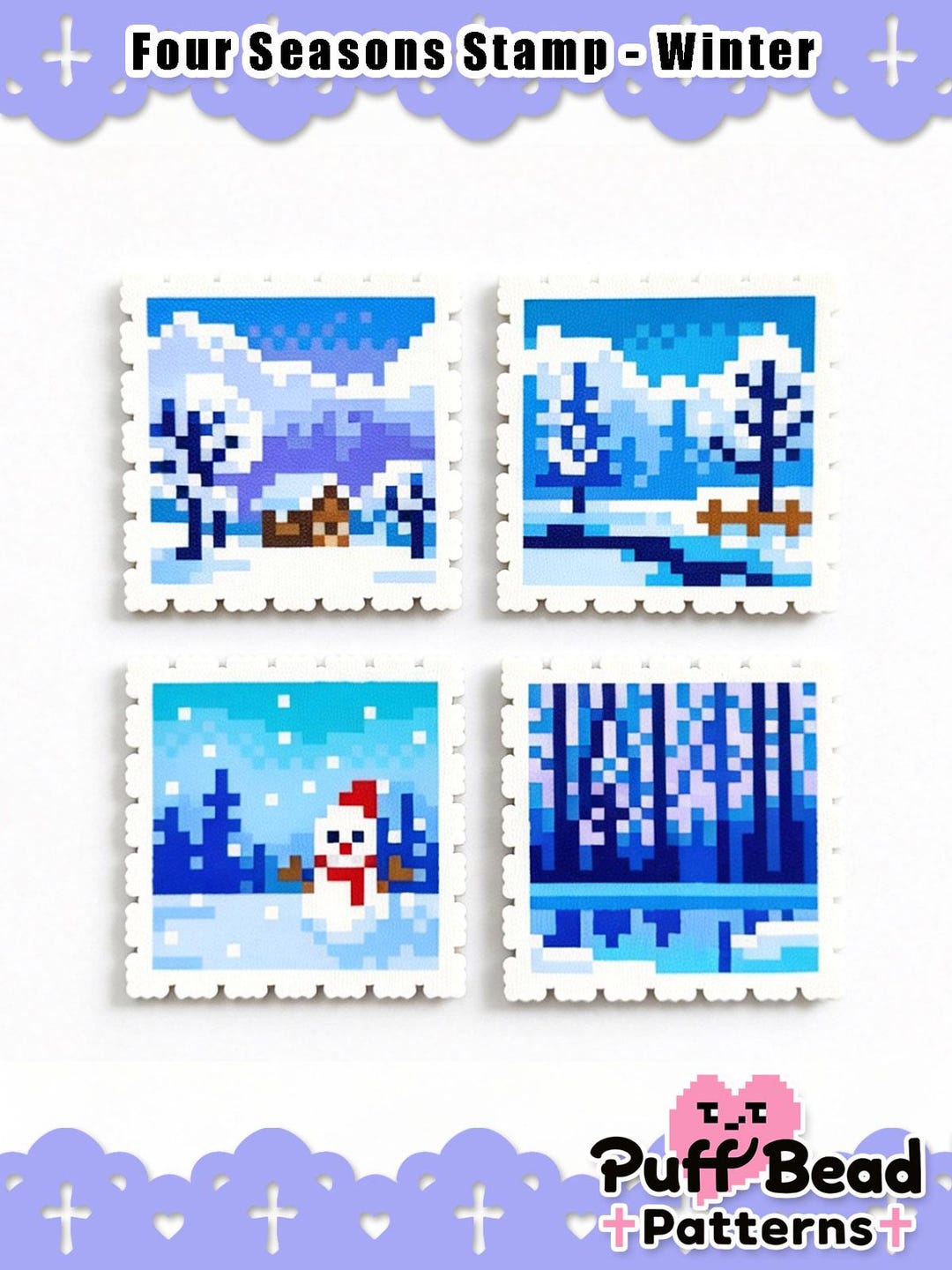 Four Seasons Winter Pixel Art Patterns, Perler/hama Bead, Cross Stitch ...