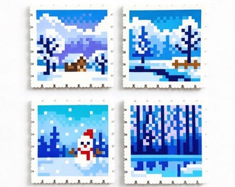 Four Seasons Winter Pixel Art Patterns, Perler/hama Bead, Cross Stitch ...