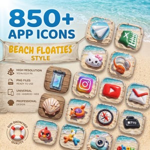 Beach Floaties App Icons – 850+ Cute 3D Summer Icons for iPhone & Android