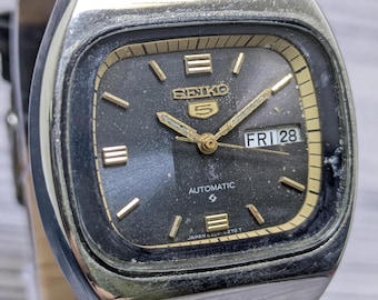 Rare Vintage Seiko 5 Automatic Day Date Movement Number 6309A Japan Made Men's Watch Free Shipping