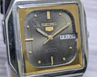 Rare Vintage Seiko 5 Automatic Day Date Movement Number 6319A Japan Made Men's Watch Free Shipping