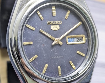 Rare Vintage Seiko 5 Automatic Day Date Movement Number 7009A Japan Made Men's Watch Free Shipping