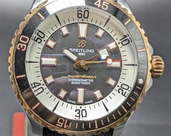 Vintage Breitling Superocean Automatic Men's Watch black Dial Chronometer
